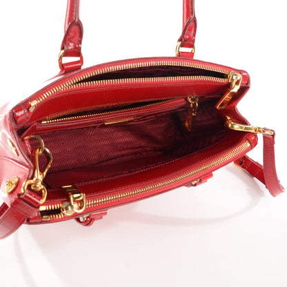 Prada Saffiano Vernice Mini Double Zip Tote Rosso 9 of 9