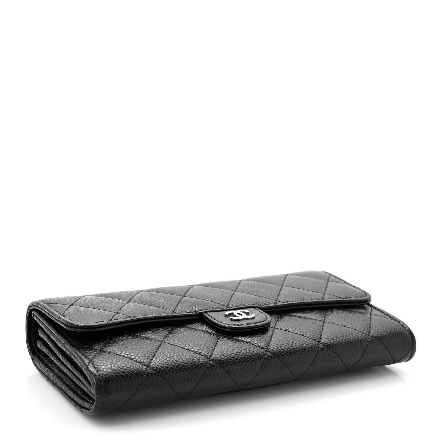 Chanel Caviar Quilted Large Gusset Flap Wallet Black 4 of 9