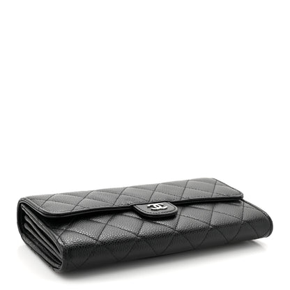 Chanel Caviar Quilted Large Gusset Flap Wallet Black 4 of 9
