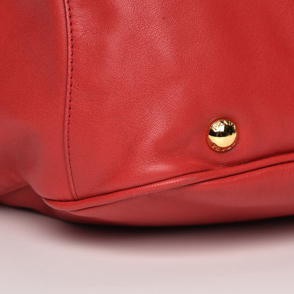 Prada Soft Calf Chain Tote Rosso 8 of 8
