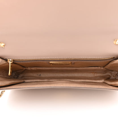 Salvatore Ferragamo Patent Calfskin Vara Bow Chain Flap Crossbody Beige 5 of 11