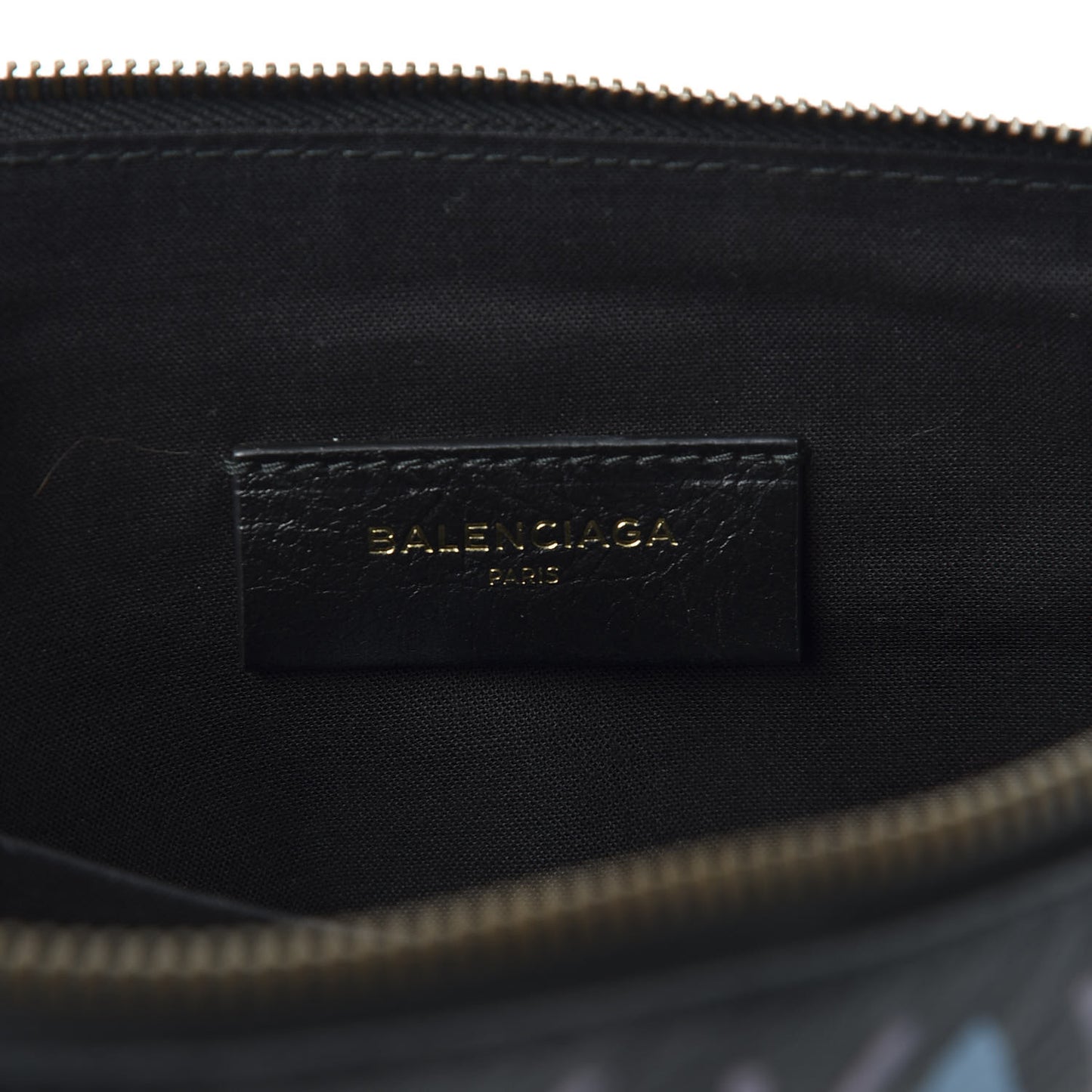Agneau Classic Hardware Graffiti Small Pouch Black Multicolor