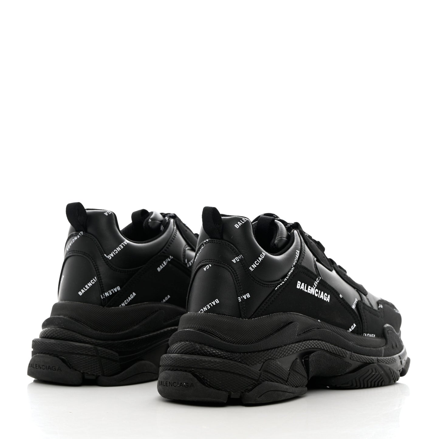 Technical Fabric Allover Logo Mens Triple S Sneakers 45 Black White