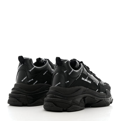 Balenciaga Technical Fabric Allover Logo Mens Triple S Sneakers 45 Black White 4 of 11