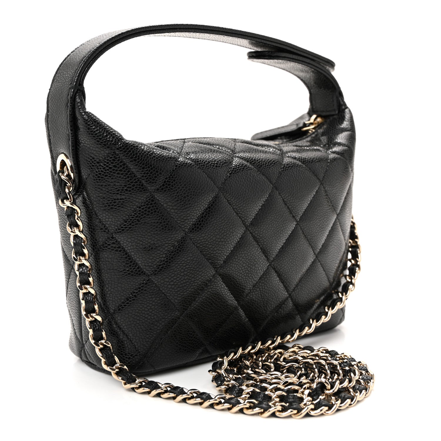 Chanel Caviar Quilted Hobo Clutch With Chain  Black 3 of 10
