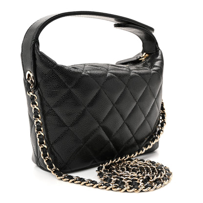 Chanel Caviar Quilted Hobo Clutch With Chain  Black 3 of 10