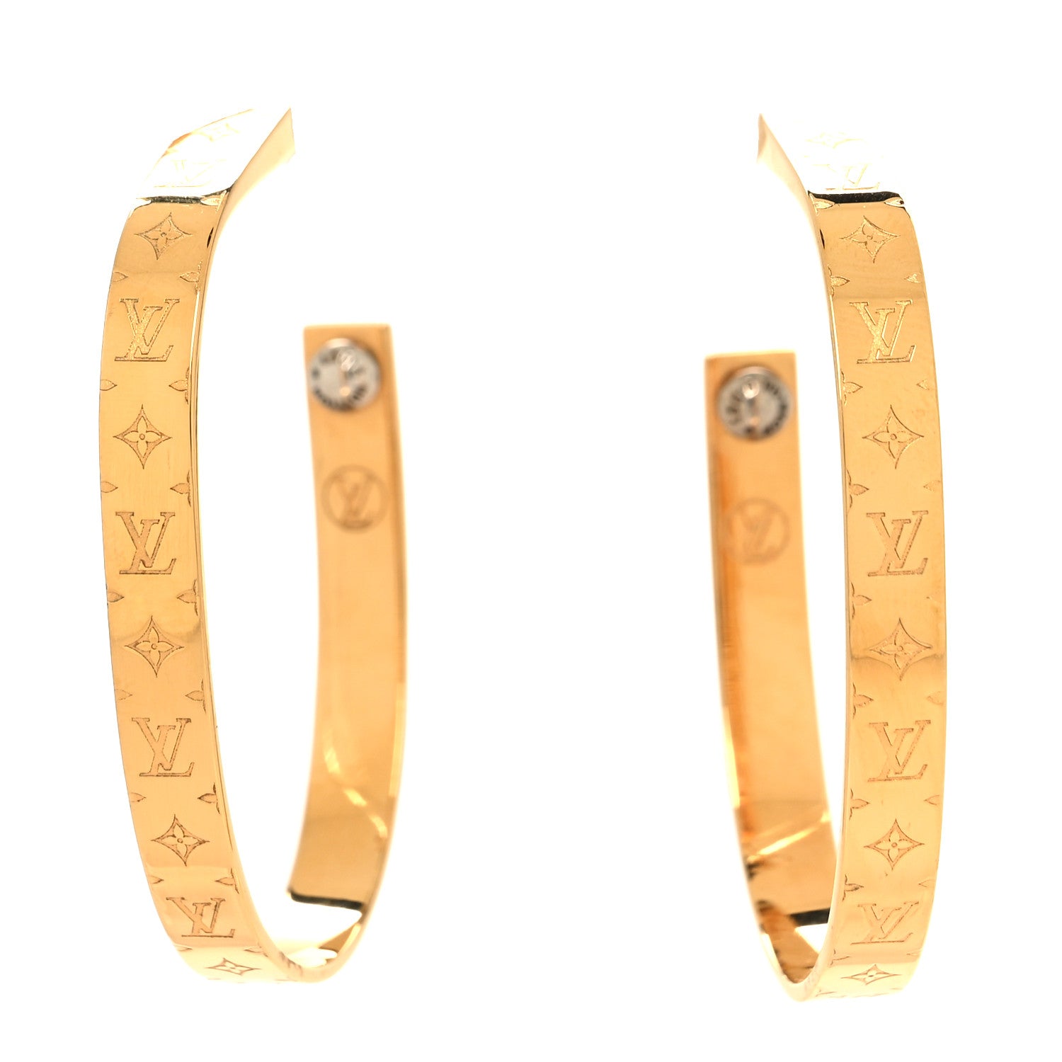 Louis Vuitton Metal Nanogram Hoop Earrings Gold 1 of 5