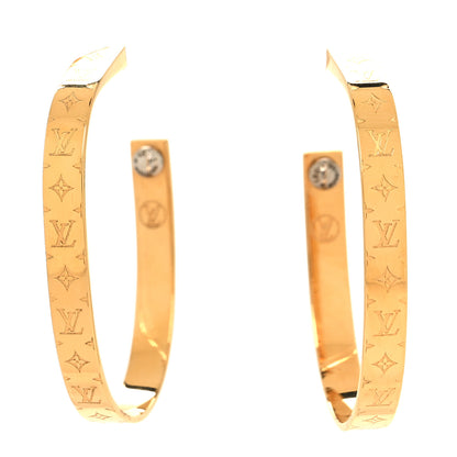 Louis Vuitton Metal Nanogram Hoop Earrings Gold 1 of 5