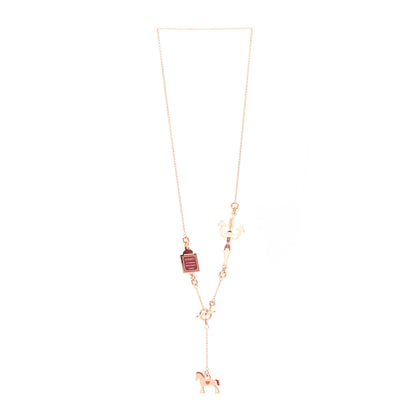 Hermes Metal Enamel Cheval Grand Parade Necklace Rose Gold 3 of 7