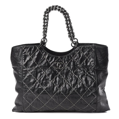 Chanel Glazed Goatskin Double Contrast Stitch Tote Black 1 of 13