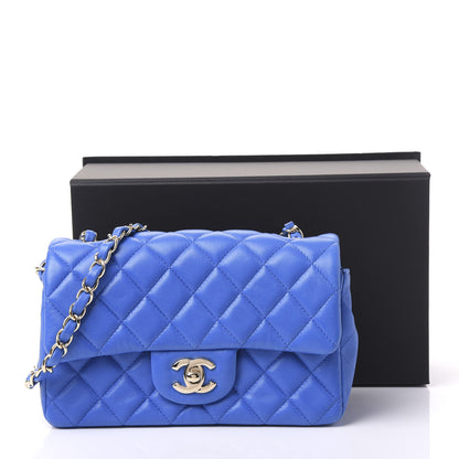 Chanel Lambskin Quilted Mini Rectangular Flap Blue 10 of 10