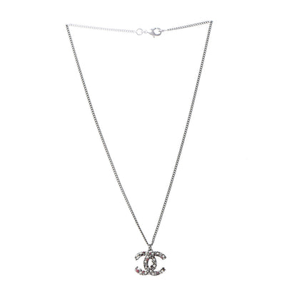 Chanel Pearl Crystal Beaded CC Necklace Multicolor Silver 3 of 6