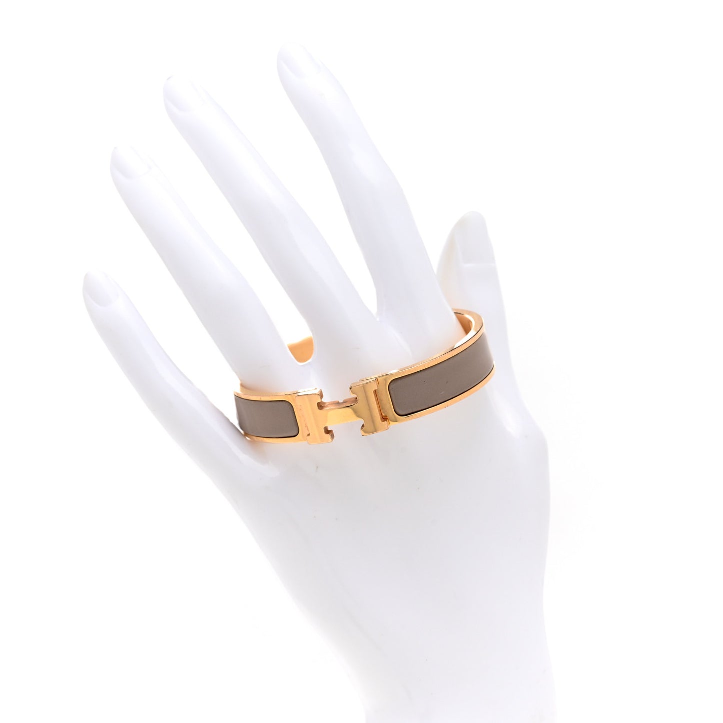 Enamel Narrow Clic Clac H Bracelet PM Marron Glace
