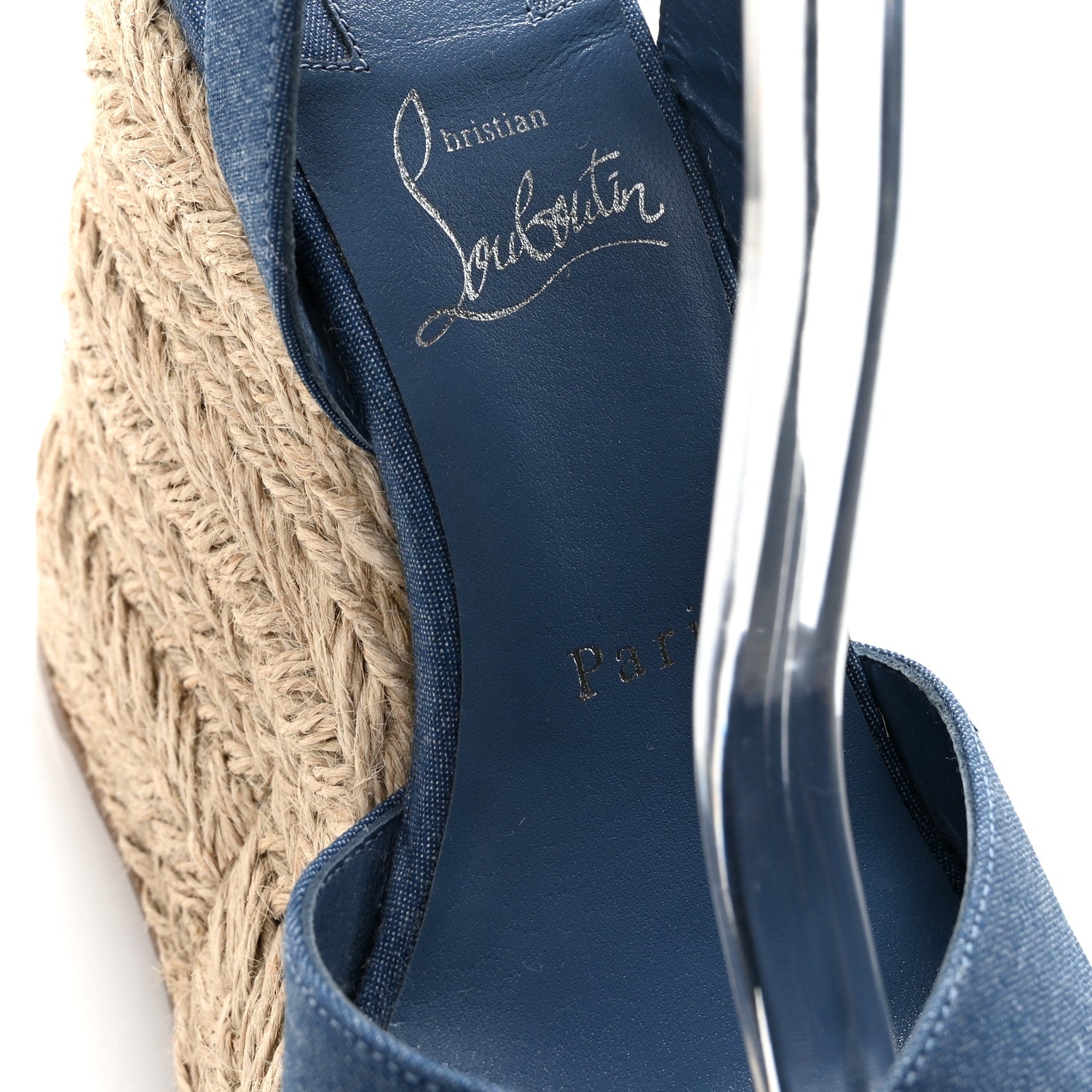 Christian Louboutin Denim Mariza Zeppa 130 Espadrille Wedge Sandals 36 Blue Natural 8 of 9