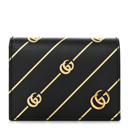 Gucci Calfskin Diagonal GG Card Case Black 1 of 7