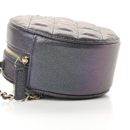 Chanel Iridescent Caviar Quilted Round Clutch With Chain Black 9 of 11