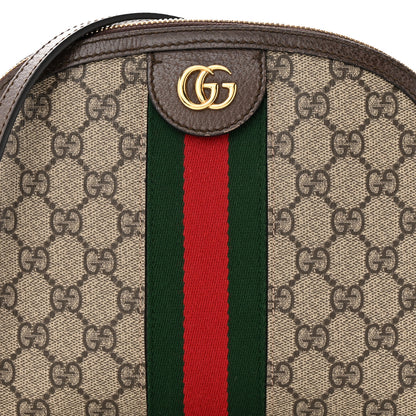 Gucci GG Supreme Monogram Textured Dollar Calfskin Web Small Ophidia Dome Shoulder Bag Beige Ebony New Acero 8 of 11