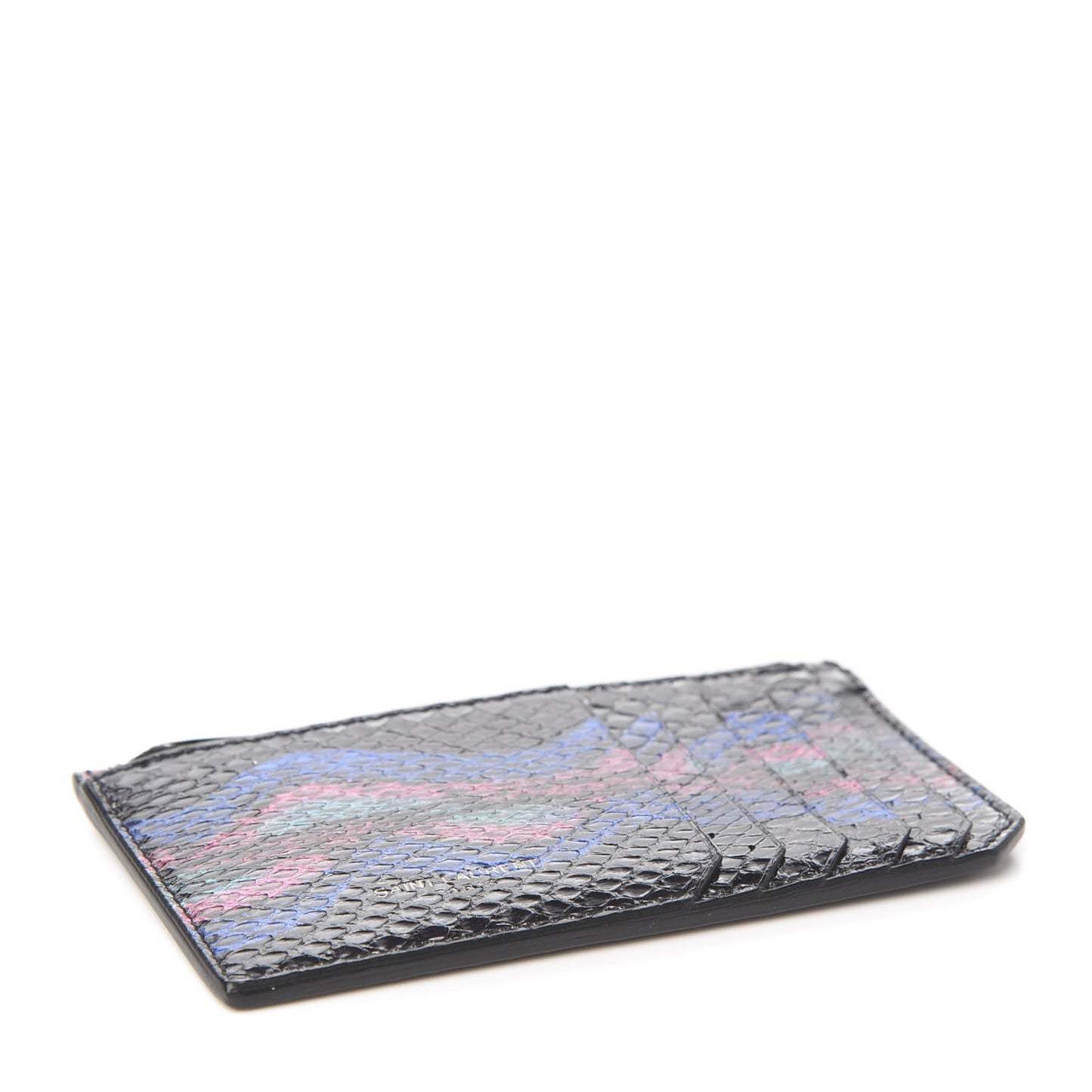 Snakeskin 5 Fragments Zip Pouch Card Holder Black