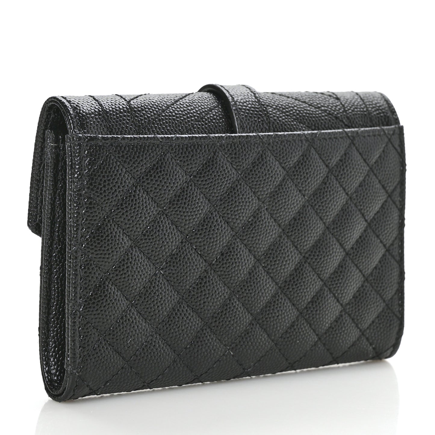 Grain De Poudre Textured Mixed Matelasse Triquilt Small Monogram Envelope Wallet Black