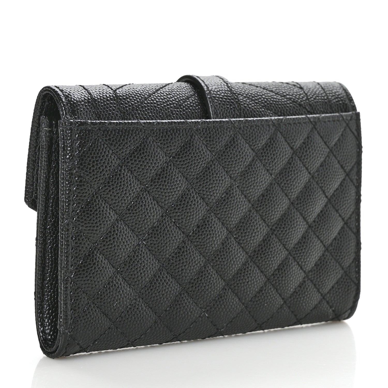 Saint Laurent Grain De Poudre Textured Mixed Matelasse Triquilt Small Monogram Envelope Wallet Black 3 of 7