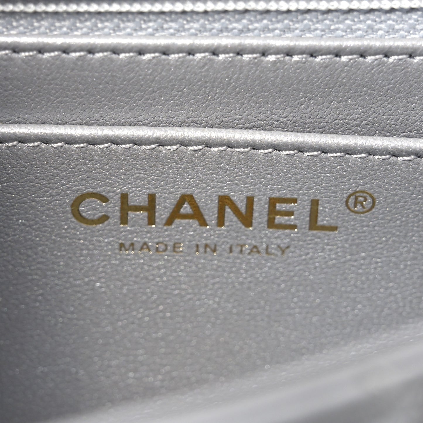 Metallic Lambskin Quilted Mini Strass On Top Flap Silvery