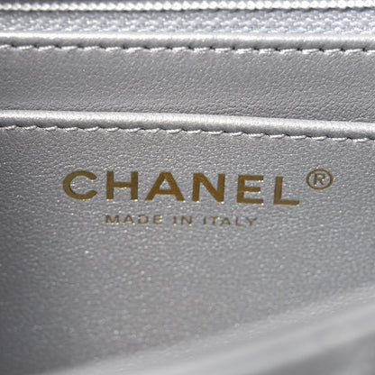 Chanel Metallic Lambskin Quilted Mini Strass On Top Flap Silvery 6 of 11