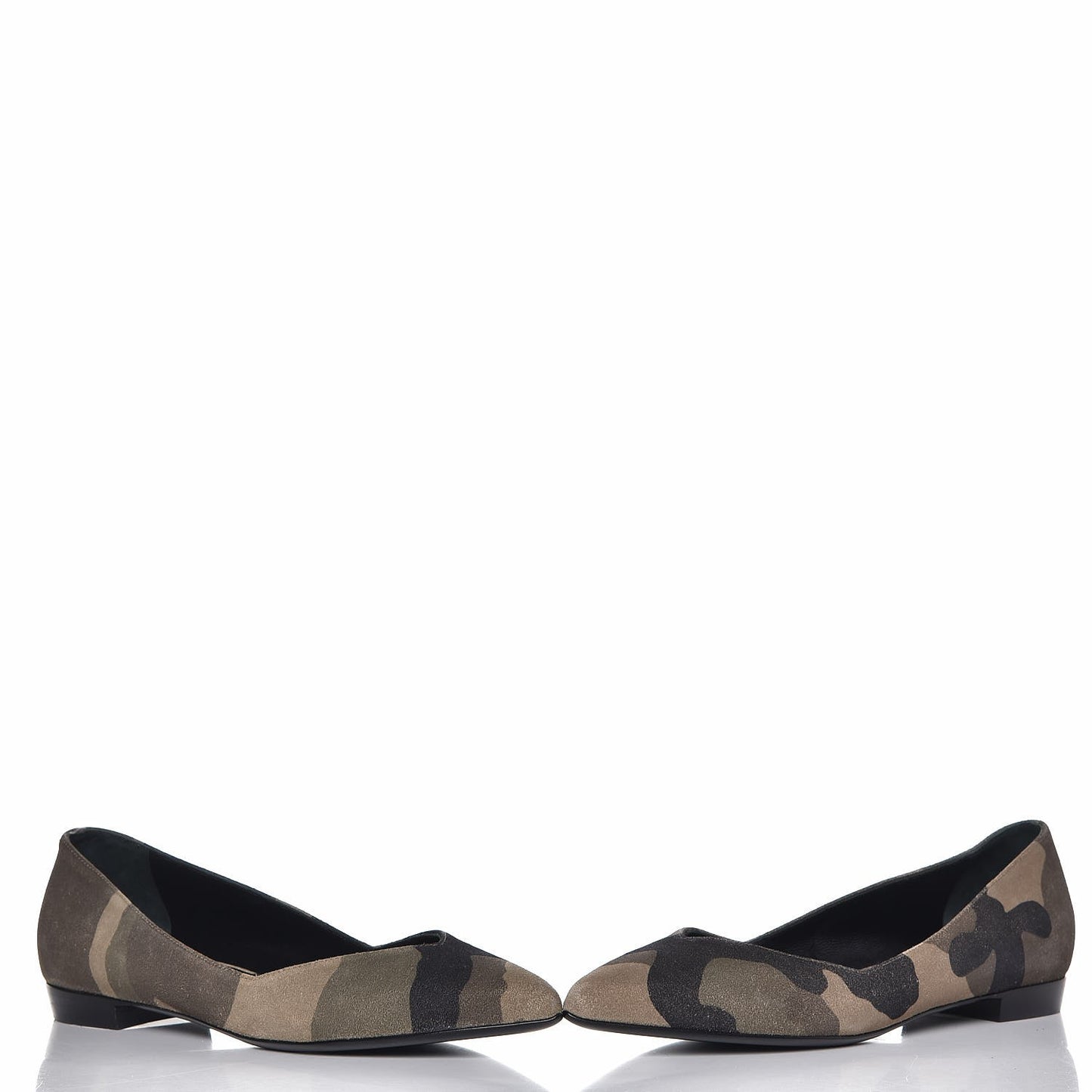 Suede Camouflage Print Paris 10 Decolete Ballerina Flats 36 Green