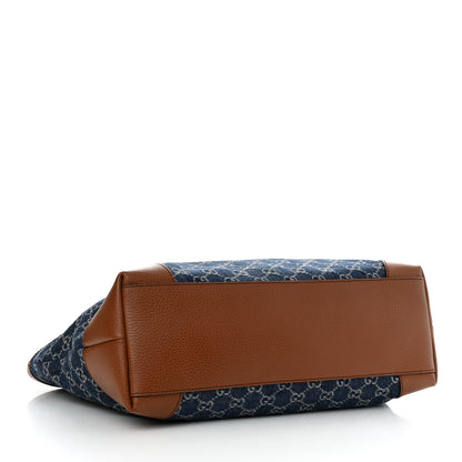Gucci New Denim GG Monogram Medium Ophidia Shopping Tote Blue Tea Cuir 4 of 10