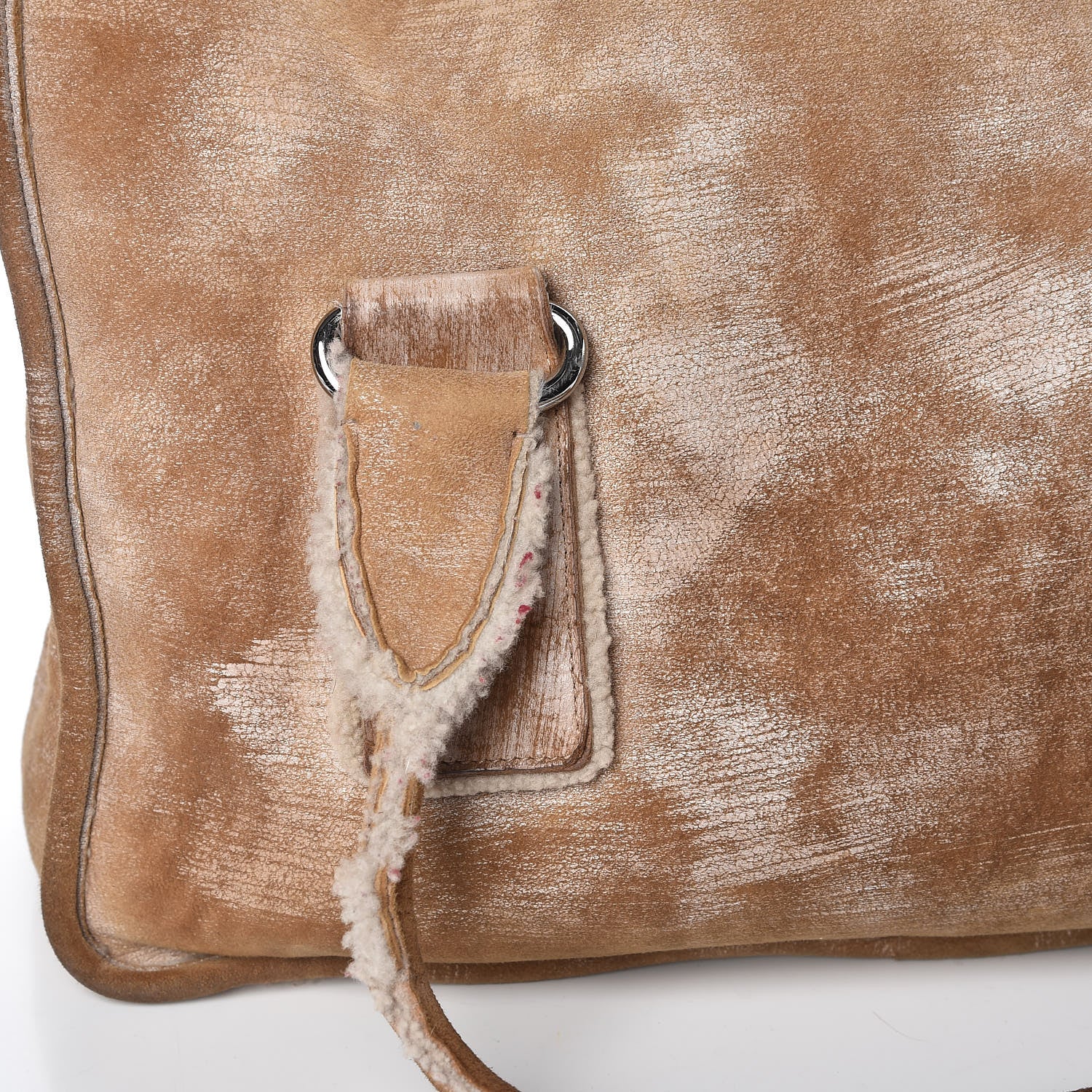 Prada Shearling Flap Shoulder Bag Beige 11 of 12