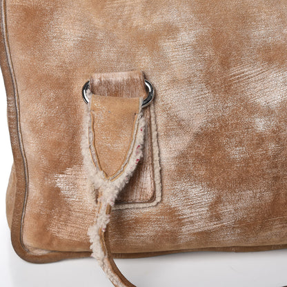 Prada Shearling Flap Shoulder Bag Beige 11 of 12