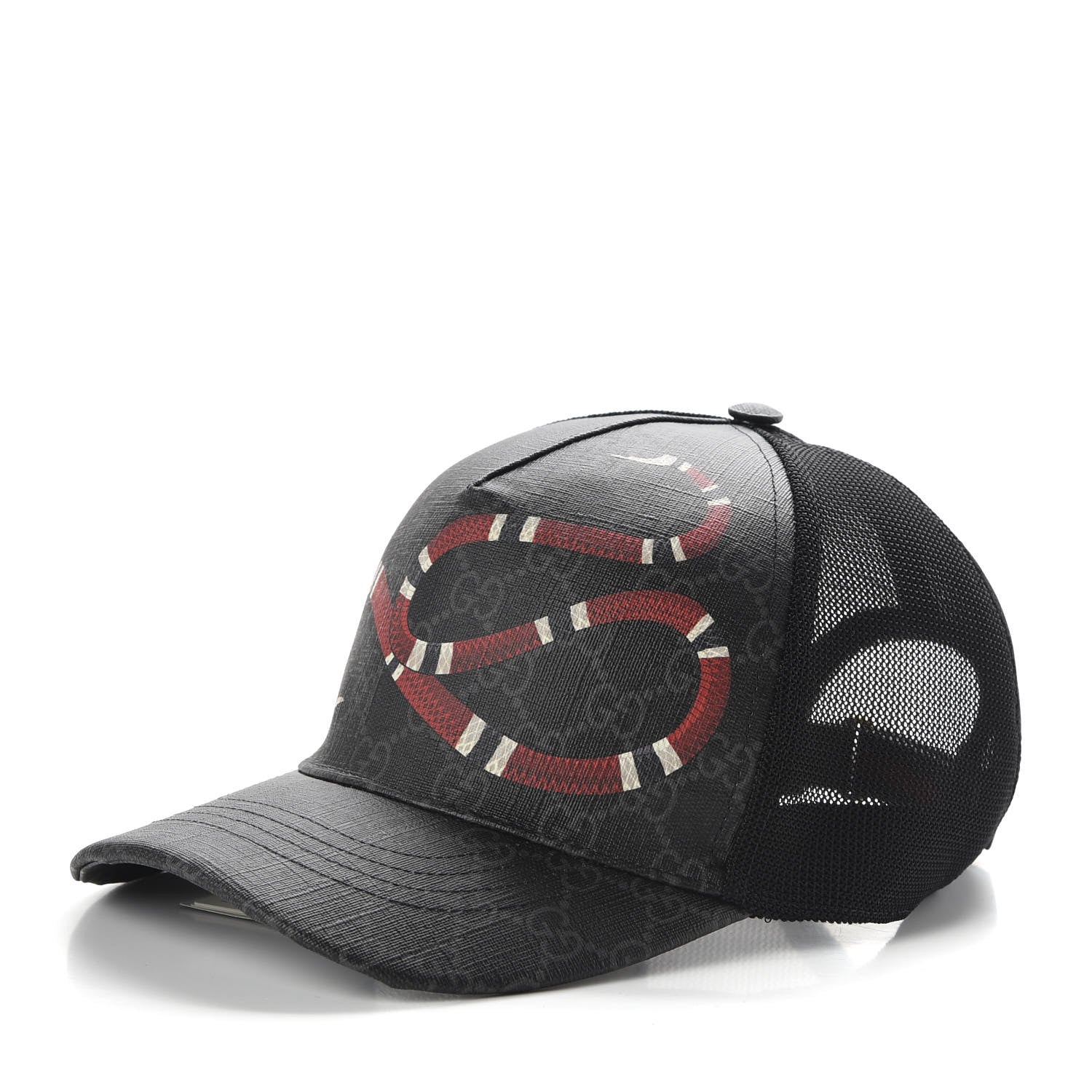 Gucci GG Supreme Monogram Kingsnake Print Baseball Hat XL 60 Black 1 of 8