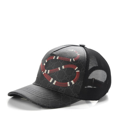Gucci GG Supreme Monogram Kingsnake Print Baseball Hat XL 60 Black 1 of 8
