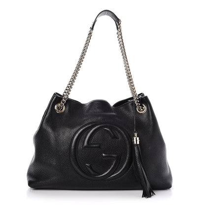 Gucci Pebbled Calfskin Medium Soho Chain Shoulder Bag Black 1 of 6