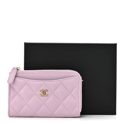 Chanel Caviar Quilted CC Zip Around Card Holder Light Purple 12 of 12