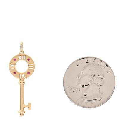Tiffany 18K Yellow Gold Ruby Atlas Pierced Key Pendant 2 of 4