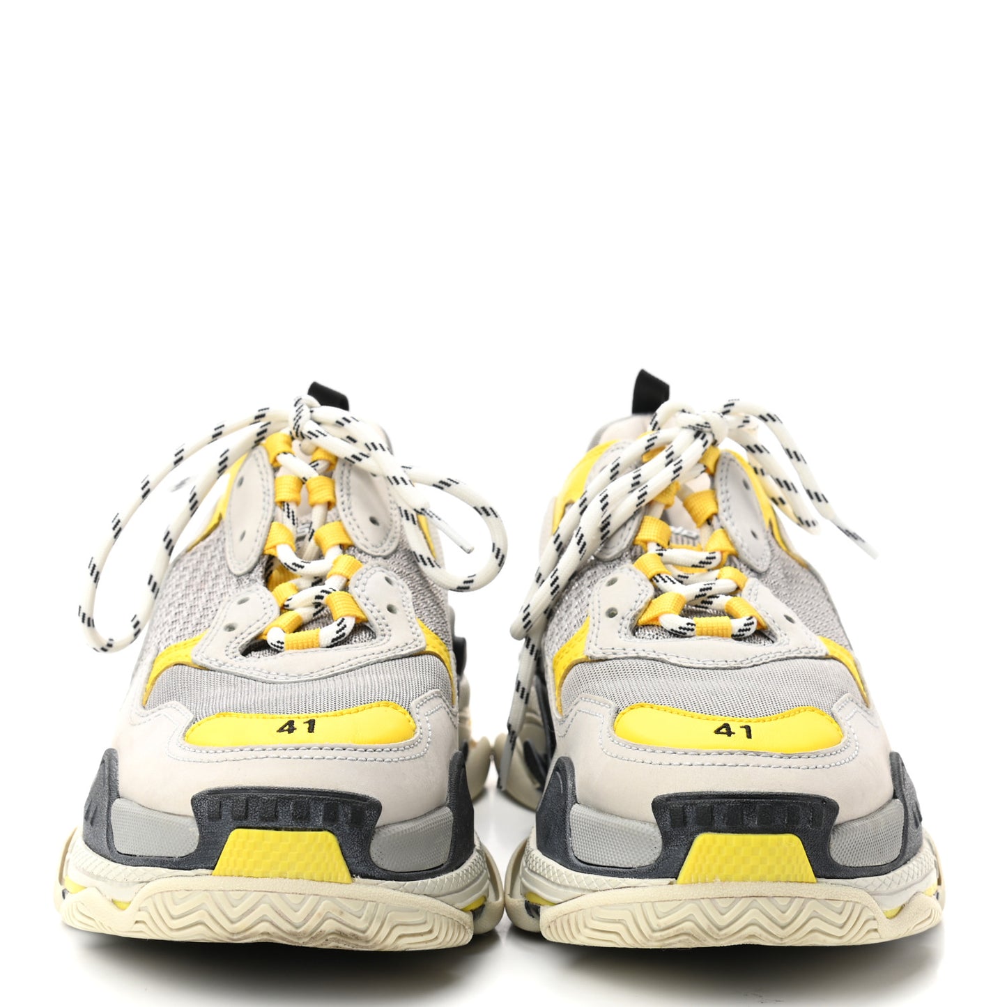 Fabric Mesh Mens Triple S Sneakers 41 Yellow Grey White