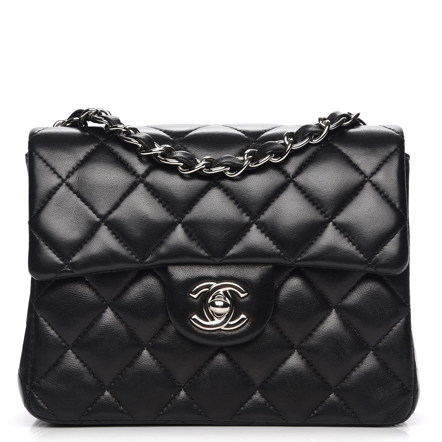 Chanel Lambskin Quilted Mini Square Flap Black 1 of 8