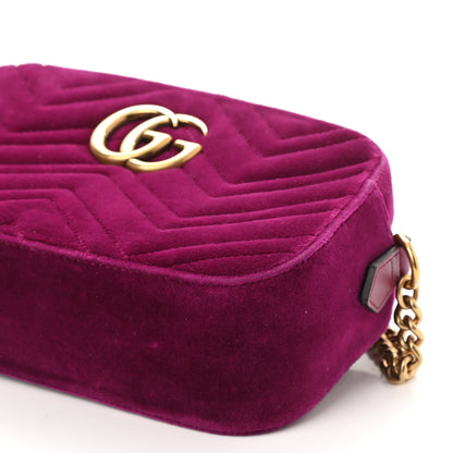 Gucci Velvet Matelasse Small GG Marmont Chain Shoulder Bag Fuchsia Violet Cyclamen 10 of 10