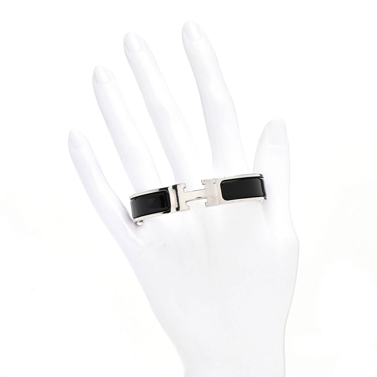 Enamel Narrow Clic Clac H Bracelet PM Black