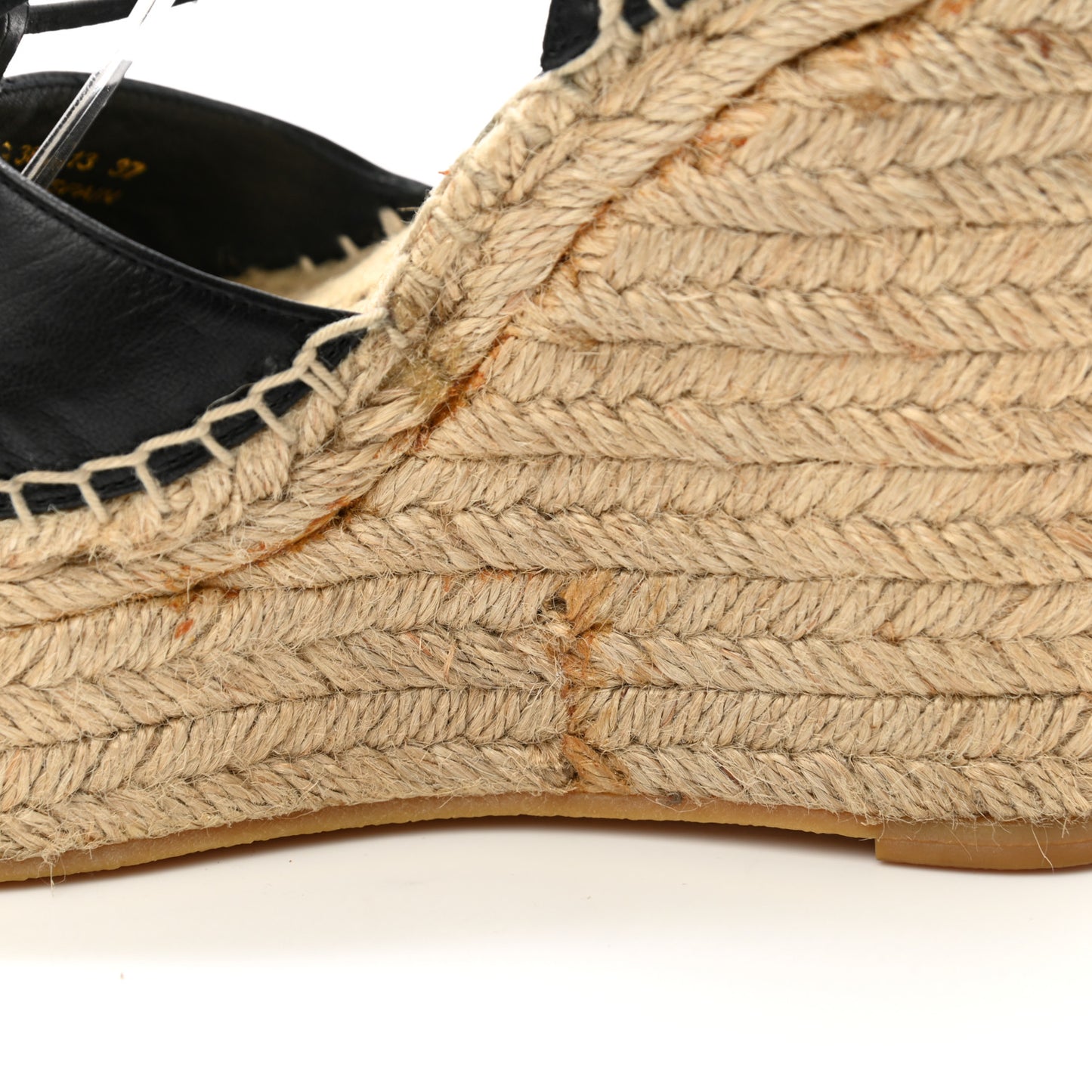 Calfskin Espadrille Lace-Up Wedges 37 Black