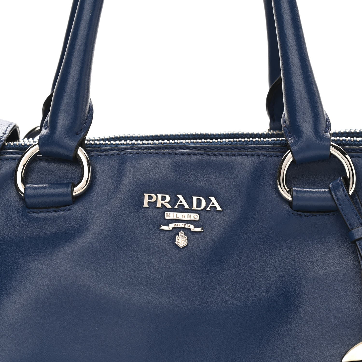 Prada Soft Calf Double Zip Shoulder Bag Bleuette 8 of 9