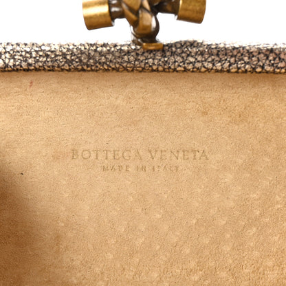 Bottega Veneta Metallic Intrecciato Woven Knot Clutch Gold Black 6 of 6