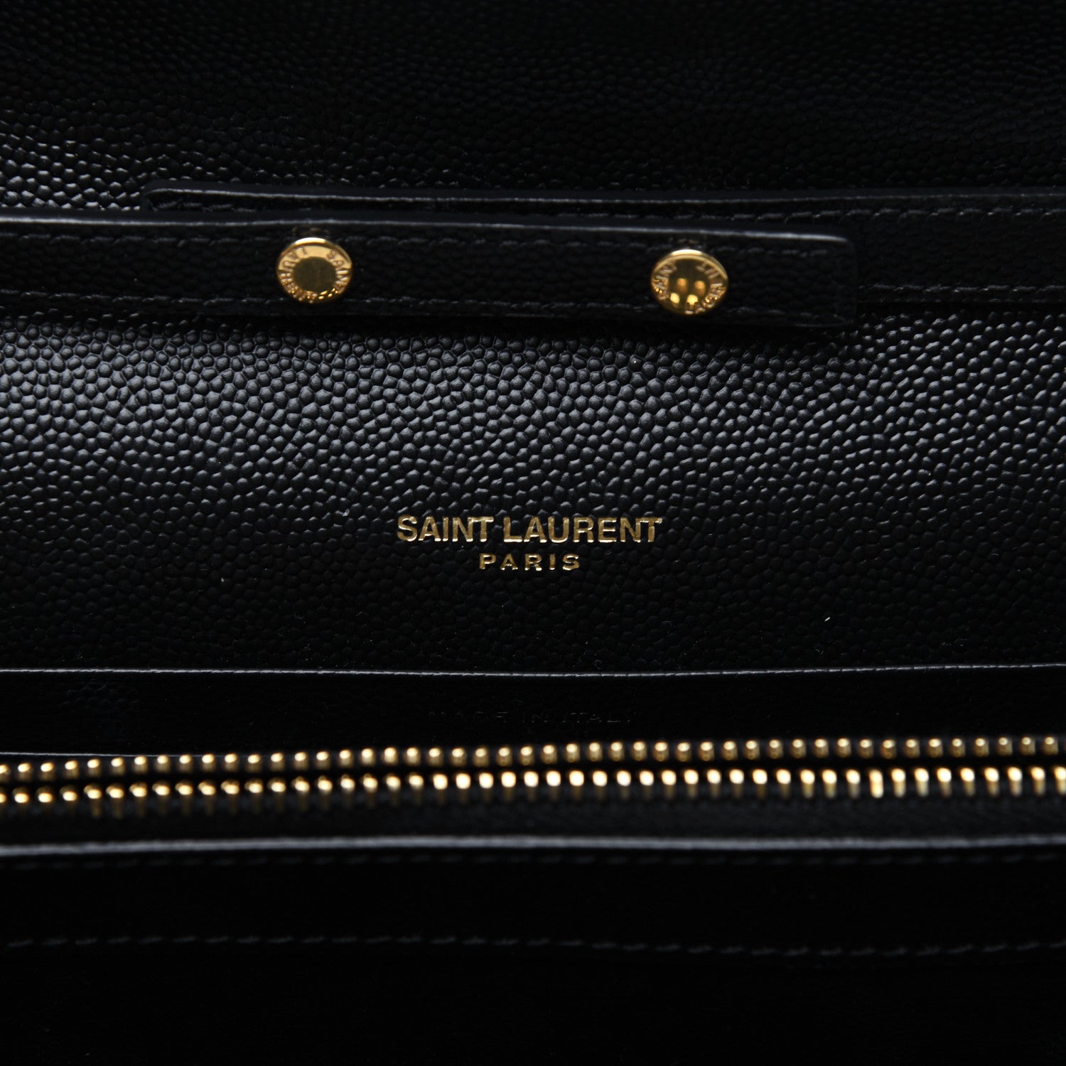 Saint Laurent Grain De Poudre Matelasse Chevron Monogram Chain Wallet Black 8 of 17