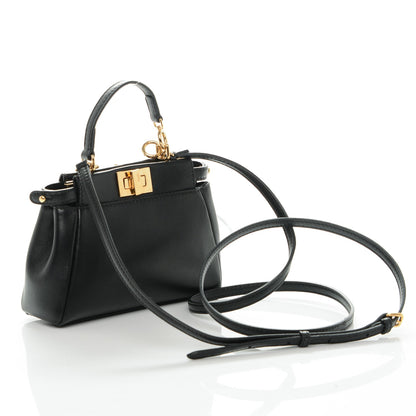 Fendi Nappa Micro Peekaboo Iconic Satchel Black 3 of 6