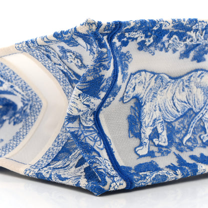 Christian Dior Transparent Canvas Embroidered Small Toile De Jouy Reverse Book Tote Fluorescent Blue 9 of 10