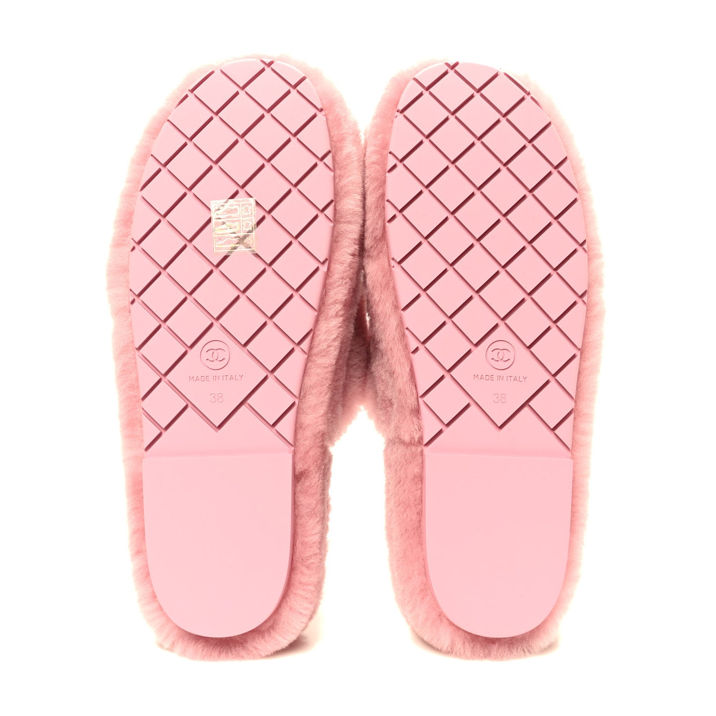 Shearling CC Flat Mules 38 Pink