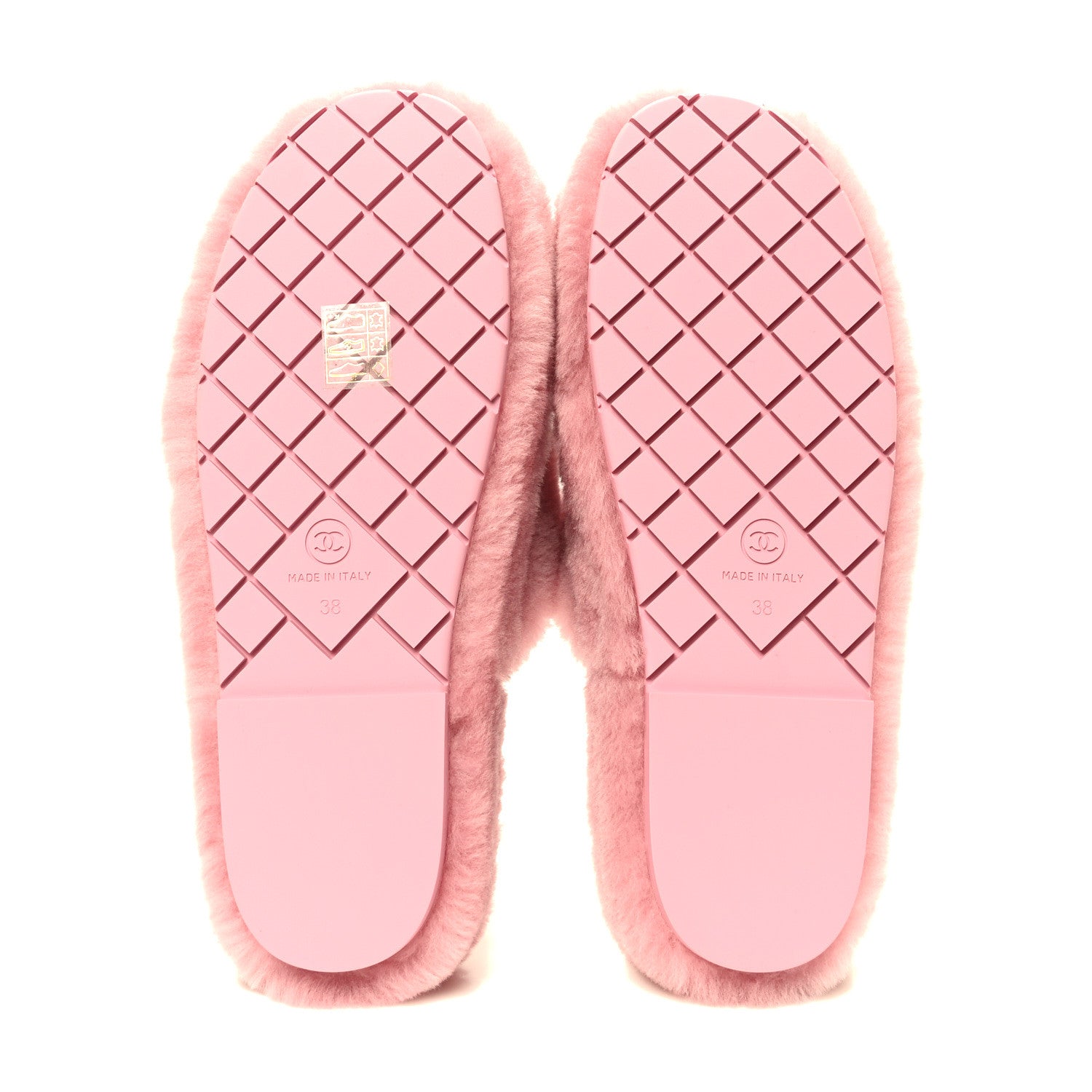 Chanel Shearling CC Flat Mules 38 Pink 5 of 8