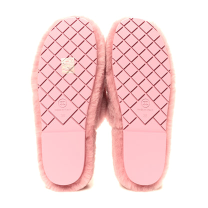 Chanel Shearling CC Flat Mules 38 Pink 5 of 8