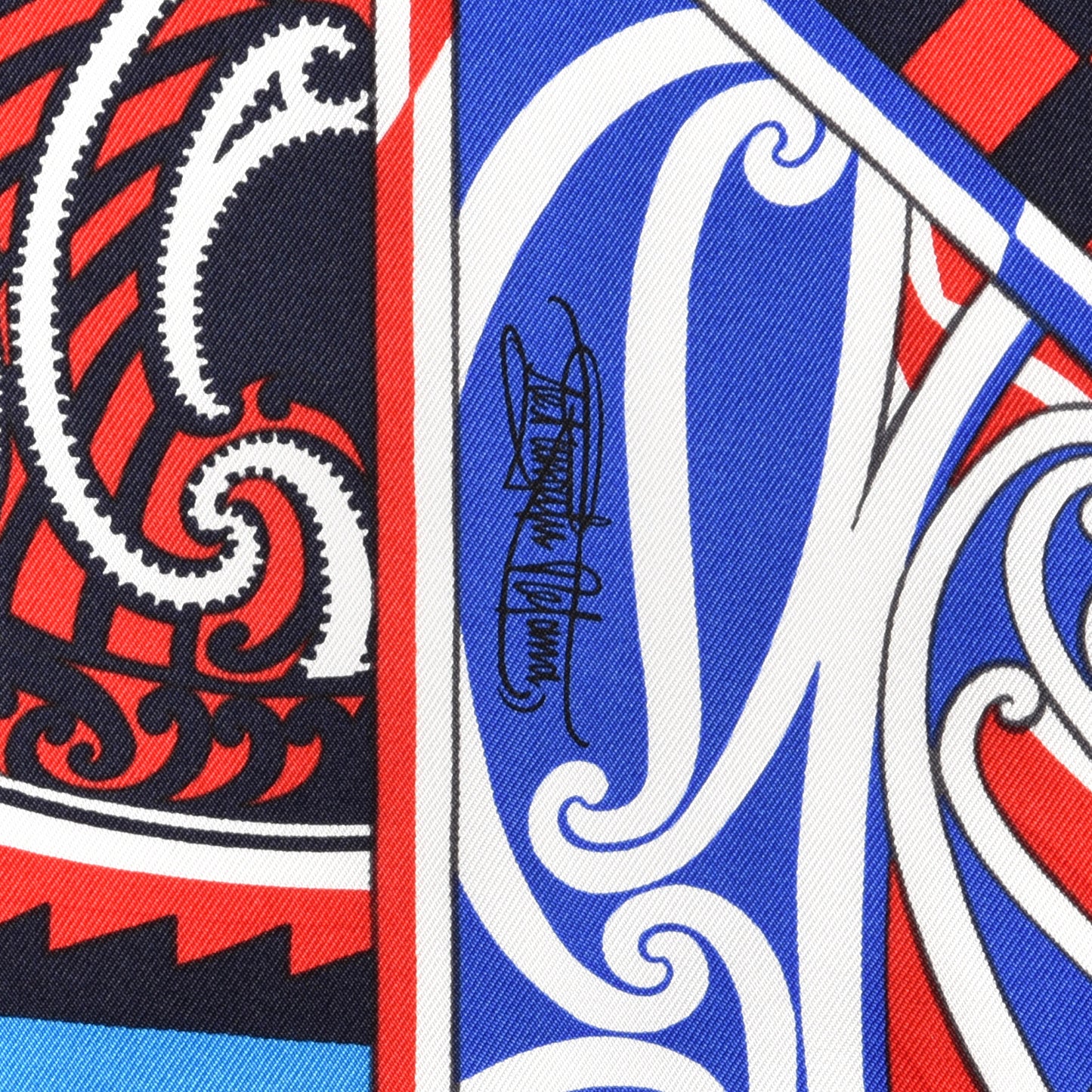 Silk Kawa Ora Scarf 90 Bleu Rouge White