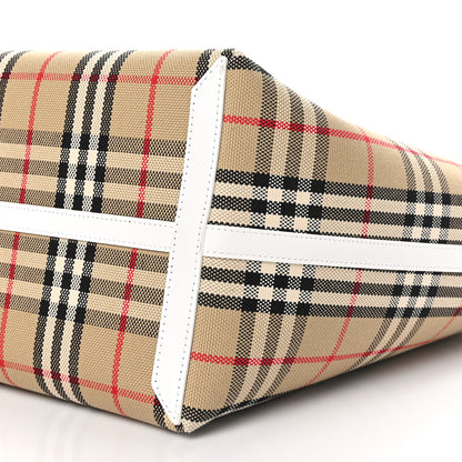 Burberry Cotton Vintage Check Medium London Tote Bag White 11 of 11